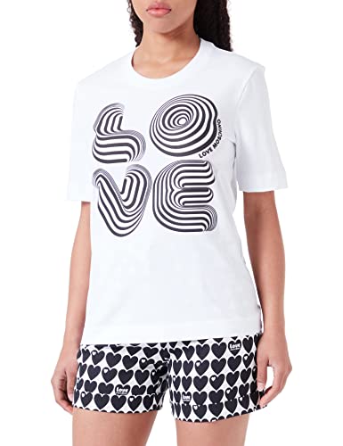 Love Moschino Damska koszulka o regularnym kroju z krótkim rękawem, Optical White, rozmiar 40, optical white, 40