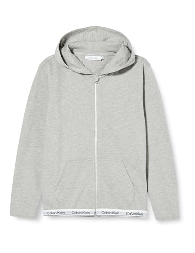 Calvin Klein Bluza z kapturem z zamkiem błyskawicznym L/S dzianinowe topy, Ciemnoszary wrzos, 8-10 lat