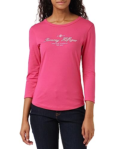 Tommy Hilfiger Topy damskie z dzianiny L/S, Jasny różowy Cerise, XL