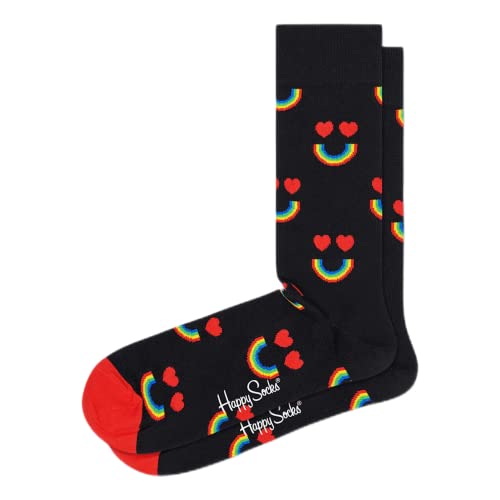 Happy Socks Happy Rainbow, kolorowe i zabawne, Skarpety dla kobiet i mężczyzn, Czarny-Czerwony (41-46)