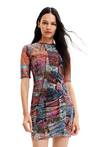 Desigual Damska sukienka casual, Wykończenie materiału, L
