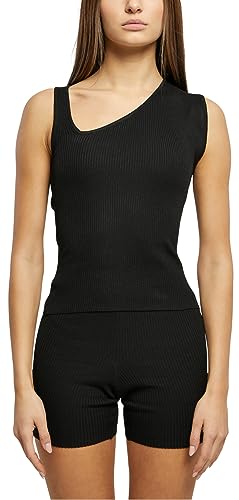 Urban Classics Damski top damski Rib Knit asymetryczny, czarny, M