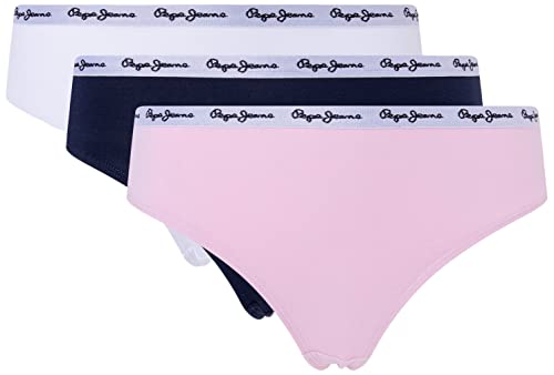 Pepe Jeans Damskie klasyczne stringi 3P w stylu bikini, różowe, XS (opakowanie 3 szt.), różowy, XS