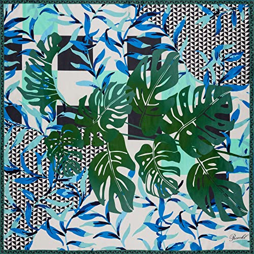 Roeckl Damski szalik Chess Leaves 100x100, Multi Olive, One Size, Multi Olive, jeden rozmiar
