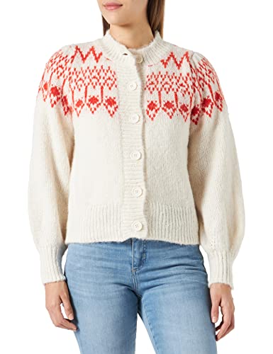 PCNYLA LS Knit Kardigan BC, Antyczna biel/szczegóły: tangerine Tango, XS