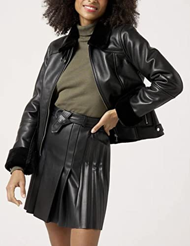 Naf Naf Skórzana kurtka damska, Czarny, 38