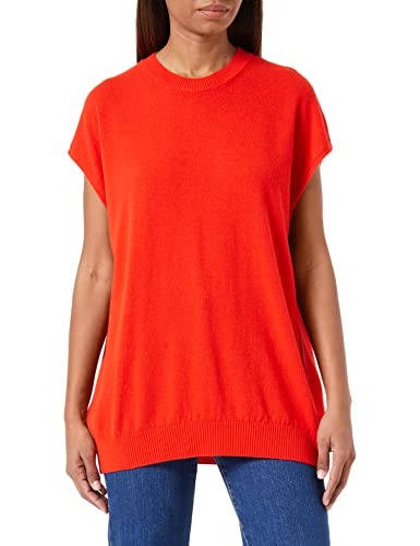 United Colors of Benetton Damski sweter z krótkim rękawem z okrągłym dekoltem, Czerwony 35D, L