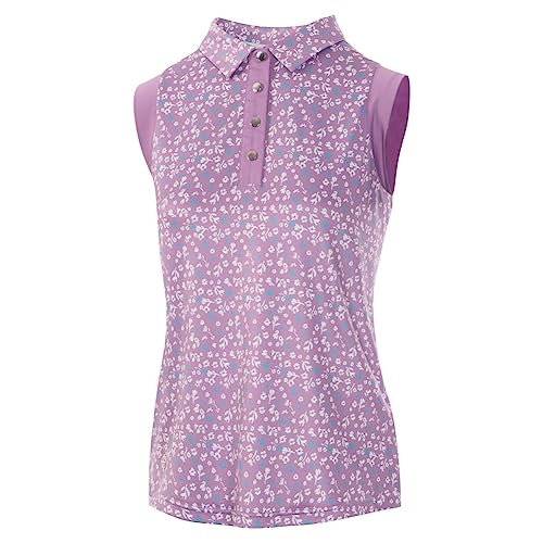 Island Green Golf damskie oddychające szybkoschnące odprowadzające wilgoć koszulki polo, fioletowe/białe, L, 2231 - Fioletowy/Biały, L
