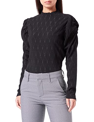 SIRUP COPENHAGEN Women's Black Pointelle Puffsleeve sweter damski, mały