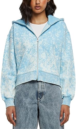 Urban Classics Damska bluza z kapturem, oversized Towel Washed Zip Hoody, Balticblue, 4XL