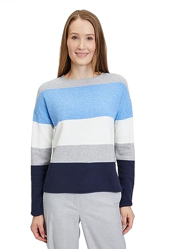 Betty & Co Damski sweter z dzianiny w paski, niebieski, 36