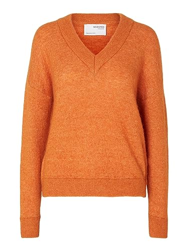 SELECTED FEMME Damski sweter z mieszanki wełny merynosów, Marmalada, M
