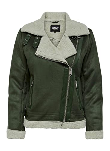 ONLY Onldiana Bonded Aviator Jacket Cc OTW kurtka damska, Forest Night/Detail:OATMEAL TEDDY, XS