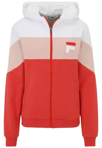 FILA Damska bluza z kapturem Santana Blocked Hooded Sweat, Cayenne-jaskrawy biały, XL