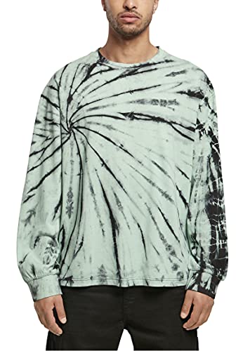 Urban Classics Męski t-shirt Boxy Tye Dye Ls, Black/Ghostgreen, XL