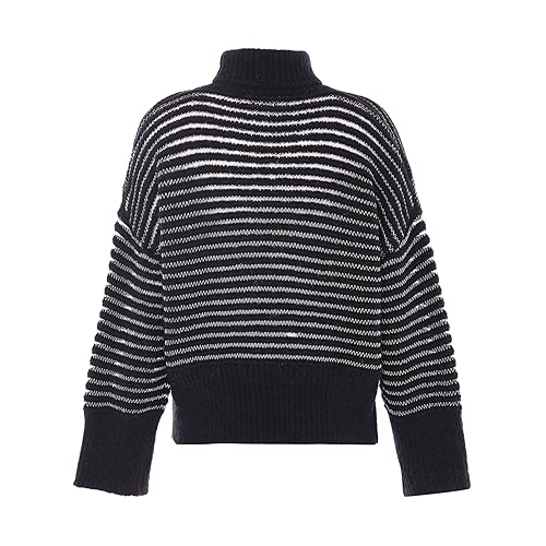 Caneva Damski sweter z wysokim dekoltem w paski z teksturą, czarny, rozmiar XS/S, czarny, XS