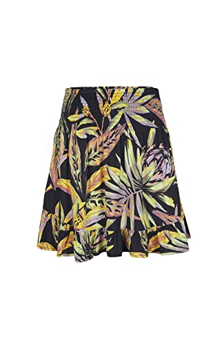 O'NEILL Lilia Smocked Skirt Spódnica, 39033 Black Tropical Flower, Regularny Damski, 39033 Czarny Tropikalny Kwiat, L-XL