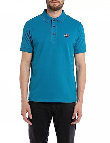 Replay Męska koszulka polo, Ming Blue 182, XL