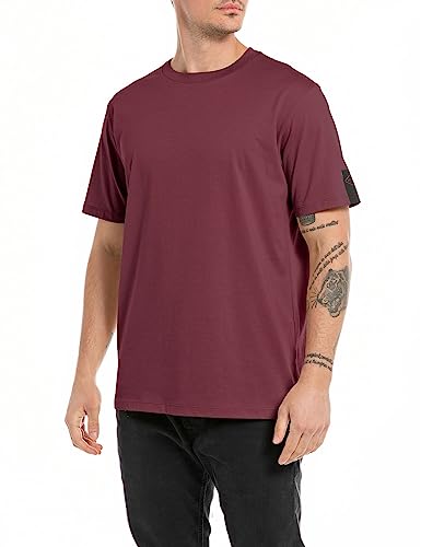 Replay Męski T-shirt M6641, 164 Rosso Amaranto, XL, Amaranth Red 164, XL