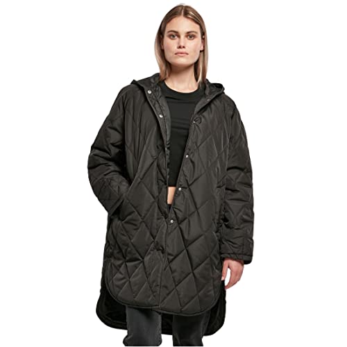 Urban Classics damski damski płaszcz z kapturem w stylu oversize z diamentami, czarny, XXL