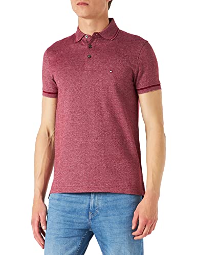 Tommy Hilfiger Męska koszulka polo z końcówkami Mouline Slim, Czerwony, XXL