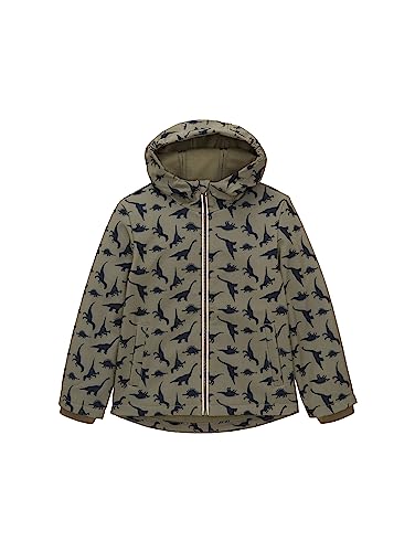 TOM TAILOR Chłopięca kurtka softshell z nadrukiem dinozaura, 33948-Olive Dino All Over Print, 104-110