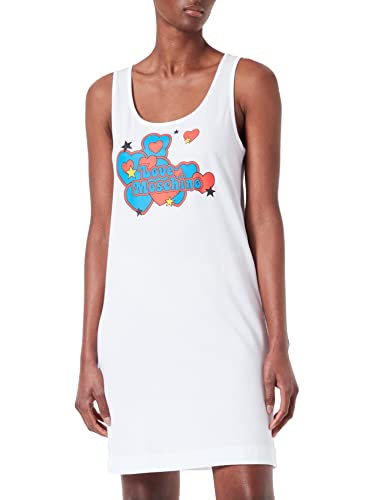 Love Moschino Damska sukienka z nadrukiem serc i gwiazd, optical white, 42 PL