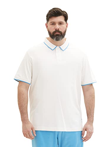 TOM TAILOR Męska koszulka polo, 1038574 plussize 10332-Off biała, XXL, 10332 – Off White, XXL