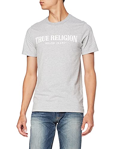 True Religion Męski t-shirt z okrągłym dekoltem z logo łuku, szary, XS