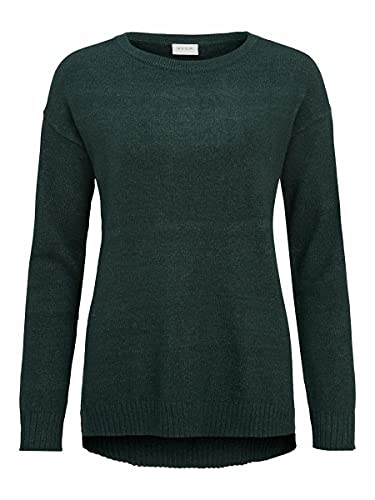 Vila Damski sweter Viril High Low L/S Knit Top Noos, Darkest Spruce, XS