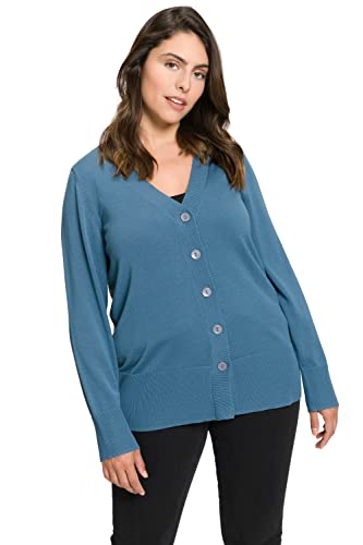 Ulla Popken Kardigany damskie guziki, kolor benzyny niebieski, 42/44