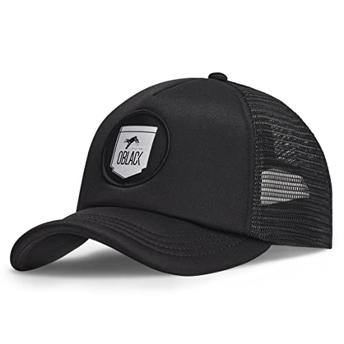 Męskie Czapki Oblack Classic Total Black Damskie Regulowana czapka baseballowa z siatką - Trucker Hat
