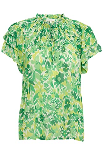 Part Two Sinna Regular fit Short Sleeve Bluzka damska, Zielony gradientowy nadruk, 38