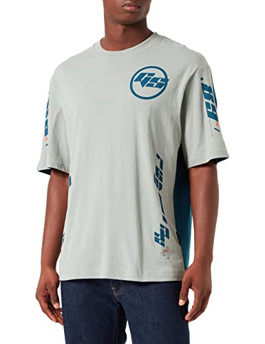 G-STAR RAW Męski t-shirt Sobiru Gr Boxy R T, Multicolor (Iceberg Green/Nitro Color Block C336-d202), M