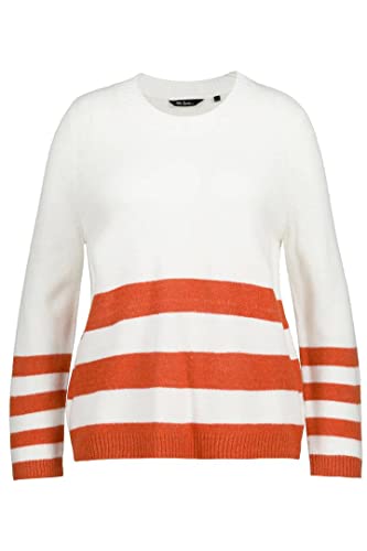 Ulla Popken Damski sweter w paski, śnieżnobiały, 54/56, śnieżnobiały, 54/56 Duże rozmiary
