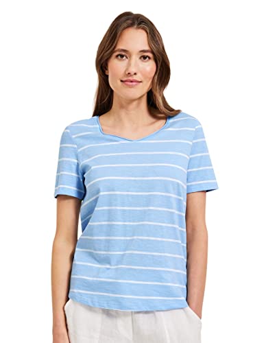 Cecil Damska koszulka z krótkim rękawem w paski, Tranquil Blue, XL