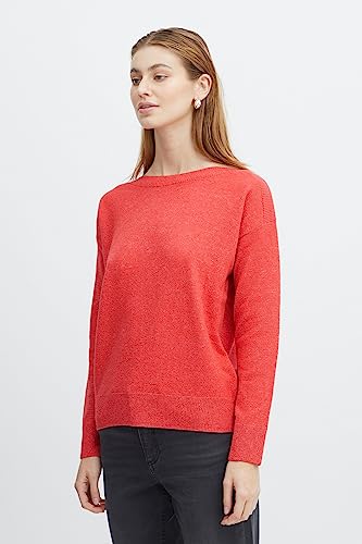 ICHI Ihalpa LS2 sweter damski, 171664/czerwony (Poppy Red), M, 171664 / Poppy Red, M