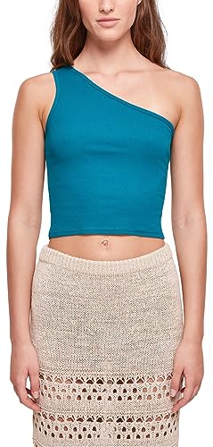 Urban Classics Damski top damski Cropped asymetryczny top watergreen 5XL, zielony, 5XL