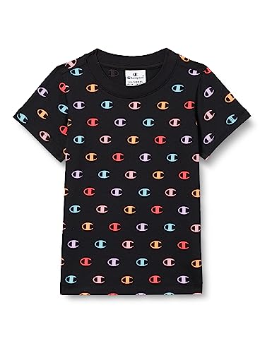 Champion Koszulka dziewczęca Legacy American Classics-All-Over Logo S/S, Czarny, 13-14 lat