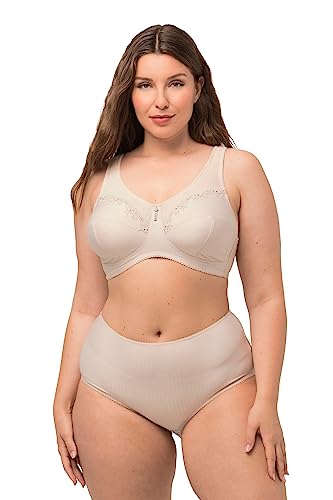 Ulla Popken Damski duży rozmiar, duże rozmiary, plus size, biustonosz odciążający, bez fiszbin, zawieszka ze strasu, Cup C - G perłowa biel 125G 658495650-125G, perłowo biały, 125G