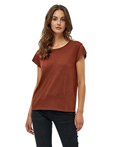 Minus Damska koszulka z dzianiny Carlina, pustynny piasek Lurex, XL
