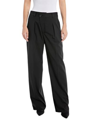 Replay Damskie spodnie Straight Fit, 098 BLACK, 30W