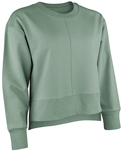 Nur Die Sweater Relax & Go bluza z kapturem z bawełny z miękkim polarem wewnętrznym, okrągły dekolt, luźna, luźna bluza damska, eukaliptus, XL