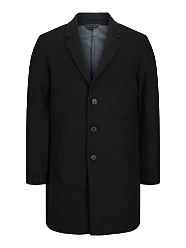 Bestseller A/S Męski płaszcz wełniany JJEMORRISON Wool Coat SN, czarny, S, czarny