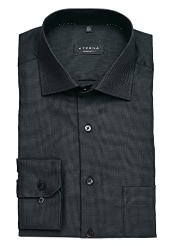 Eterna Męska koszula z długim rękawem Comfort FIT Twill antracytowa struktura, 18,5, Antracyt, 48