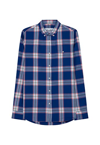 Seidensticker Męska koszula na co dzień, regularna, długi rękaw, kołnierz zapinany na guziki, niebieski, M