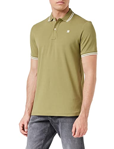 G-STAR RAW, Męska koszulka polo Dunda Slim Striped, Grün (Fresh Army Green 5864-9822), XS