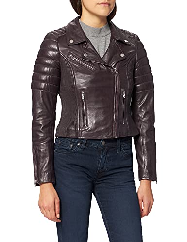 Freaky Nation Cool Biker-Fn damska kurtka skórzana, bakłażan, M