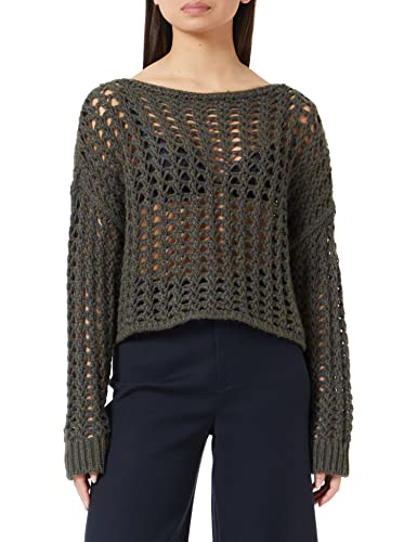 Sisley Damski sweter Boat-Neck L/S 108UM101I, wielokolorowy, ciemnozielony 88C, S