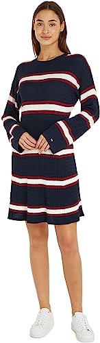 Tommy Hilfiger Damski sweter Micro Cable F&f, Rouge/Ecru/Desert Sky Stp, 3XL